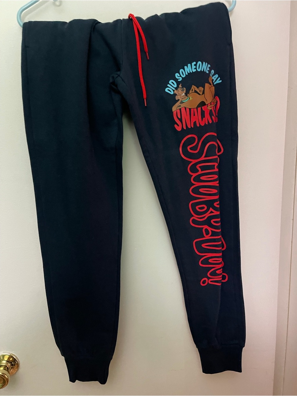 Black Scooby-Doo Graphic Jogger Pants with Red Accents